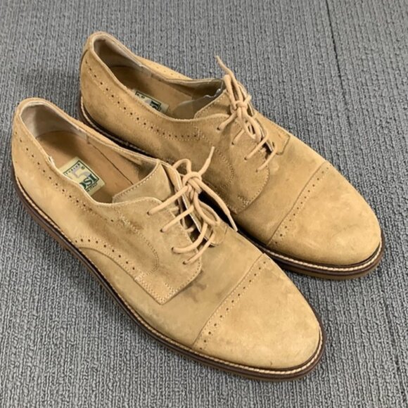 Tosi 35 Thirtyfive Oxford Dress Shoes Mens Size 9.5 Tan Suede Brogue Italy main image 9